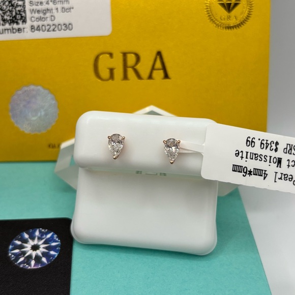 GRA Certified 1.5ct Pear‑Cut Moissanite Earrings | D Color | 925 Sterling Silver - Picture 8 of 11